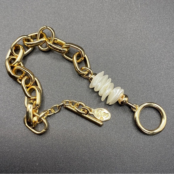 LOFT Toggle Clasp Bracelet Gold Tone Chunky Chain - Picture 2 of 6